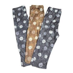 NIP | 3-Pair Girls' Scribble Polka Dot Capris Set | Charcoal & Bronze | 5-6Y